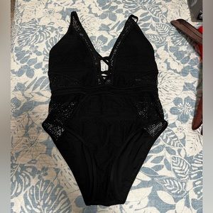 SOCIALA Crochet one piece swimsuit, size large